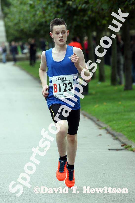 Under-15 boys Morpeth Harriers 2nd leg at the Northern Road Relays, Blackpool.